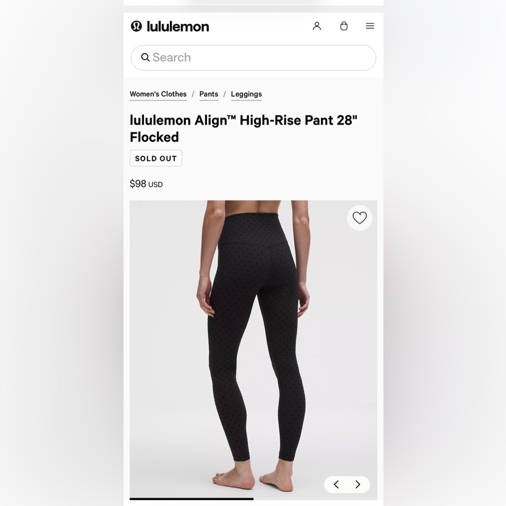 Lululemon Black polka dot flock align leggings